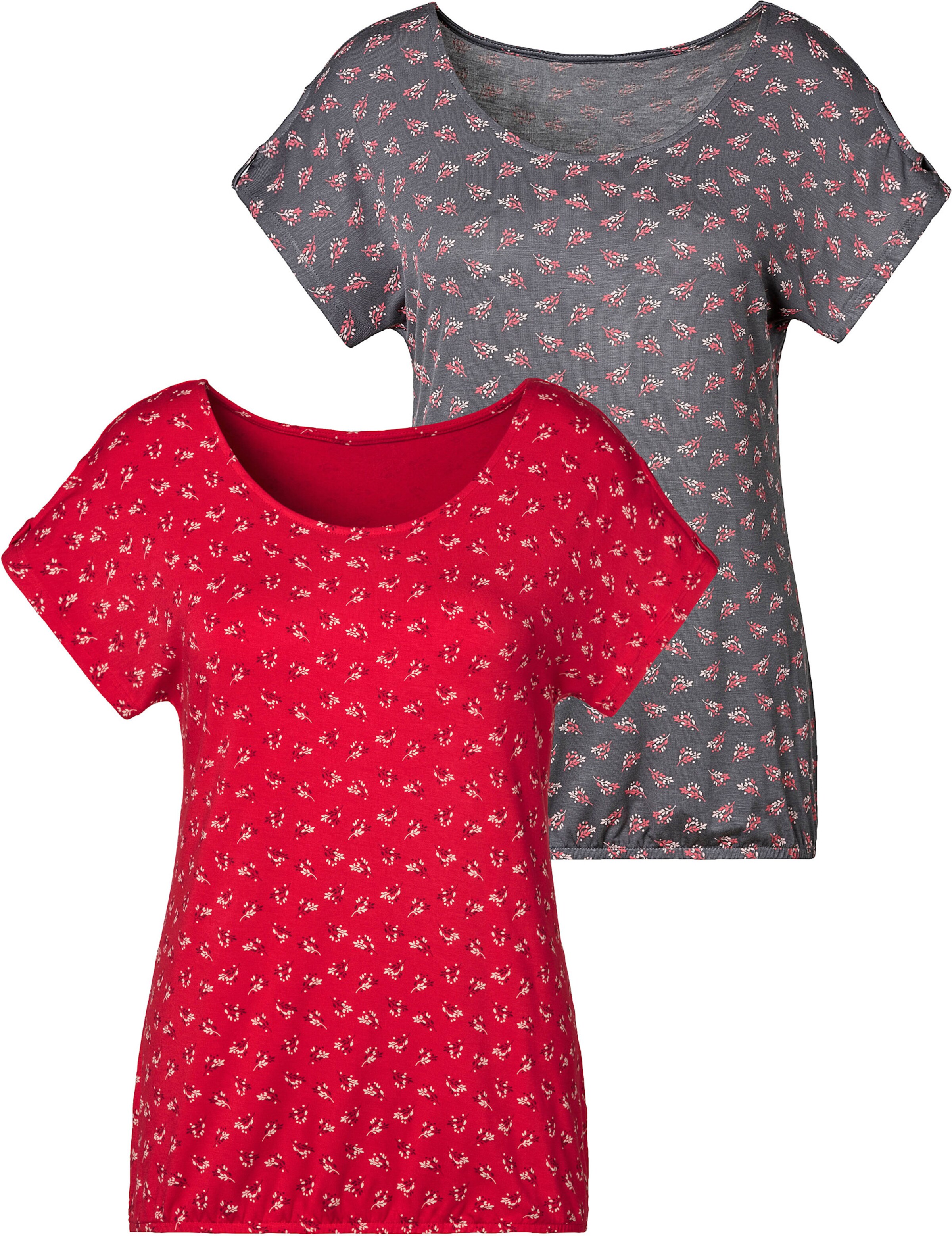 LASCANA T-Shirt in rot, dunkelgrau