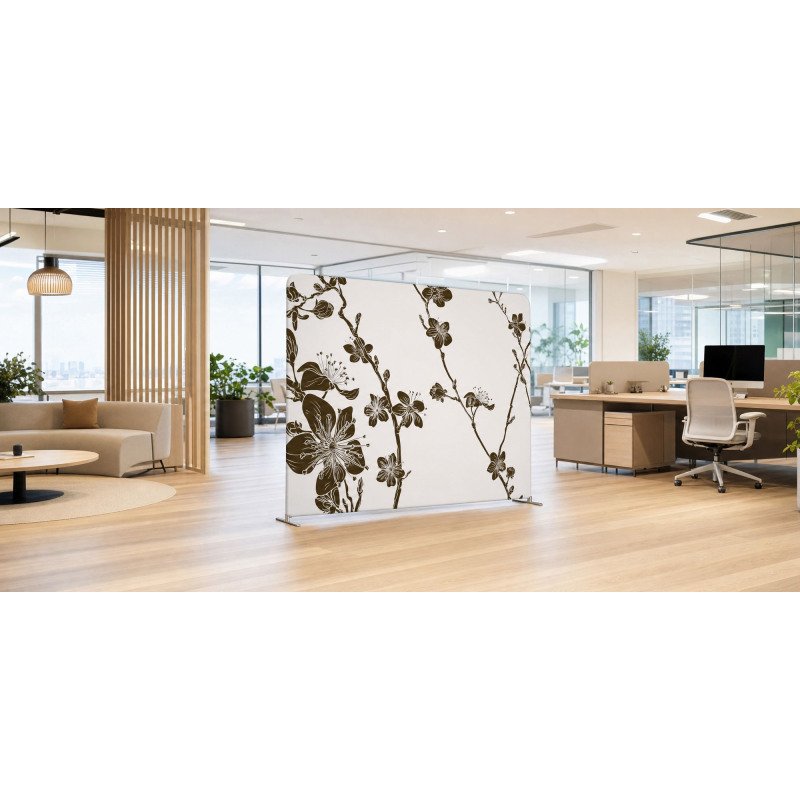 Cloison déco horizontale en tissu motif cerisier japonais - H 150 cm