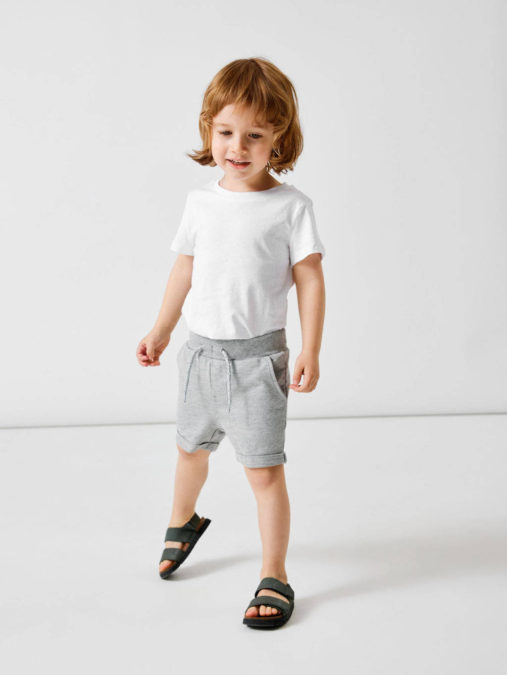 NAME IT regular fit sweatshort NKMVERMO grijs melange