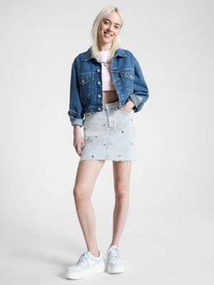 Saia jeans Mom Fit de cintura super alta