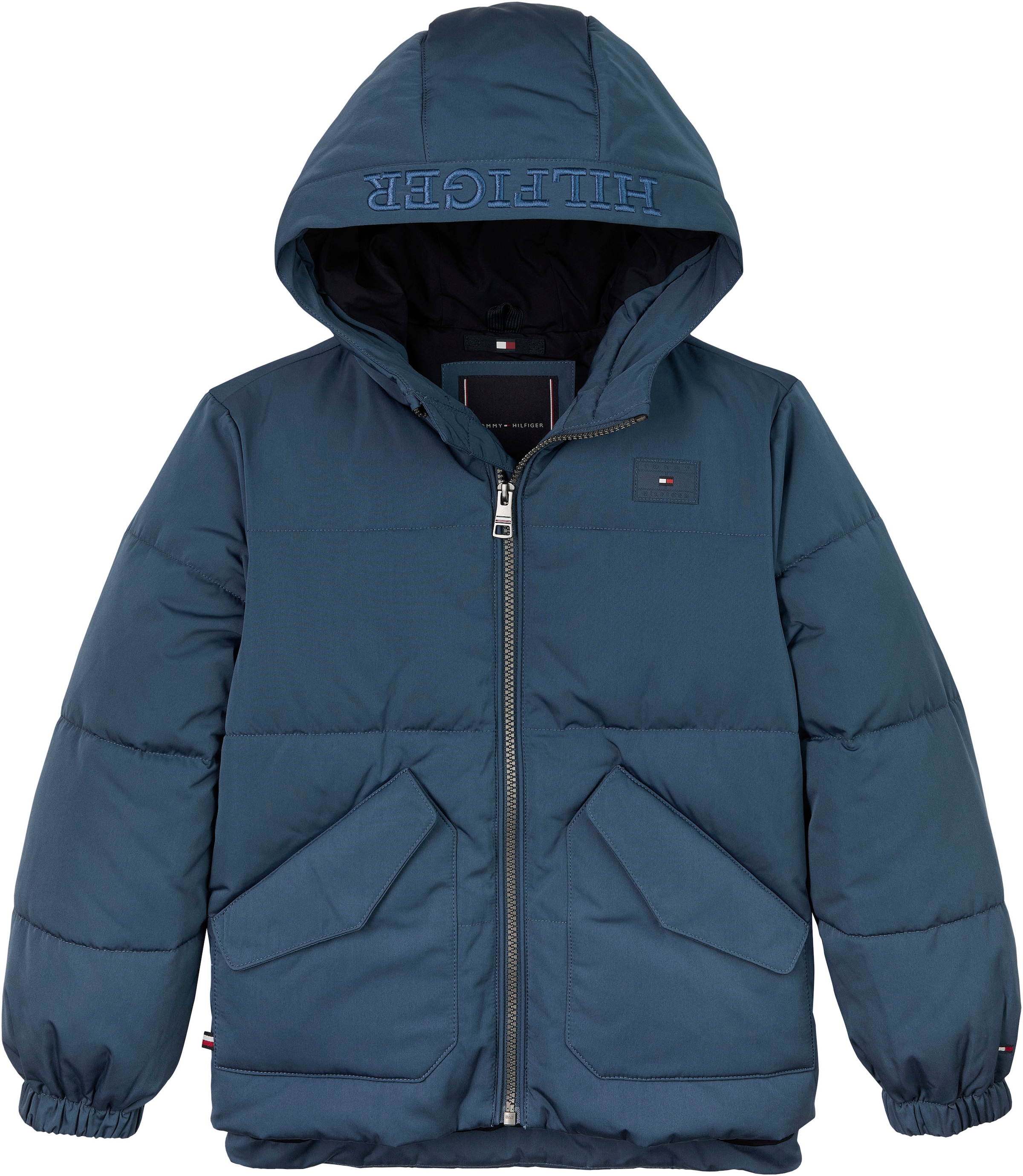 Tommy Hilfiger Steppjacke »MONOTYPE PADDED PUFFER JACKET« mit Kapuze Baby bis 2 Jahre, mit Kapuze, Gummizug am Ärmel