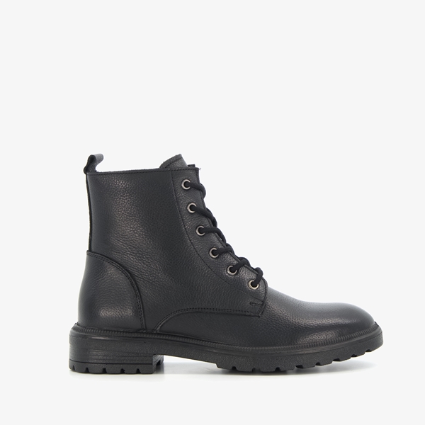 Hush Puppies leren dames veterboots zwart