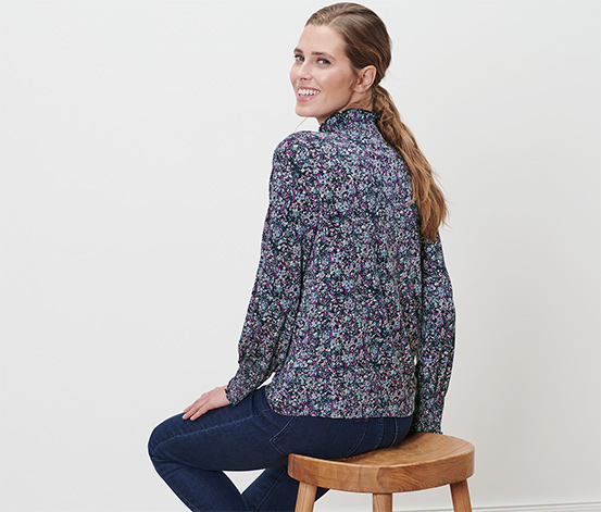 Blusenshirt mit Stehkragen, millefleurs