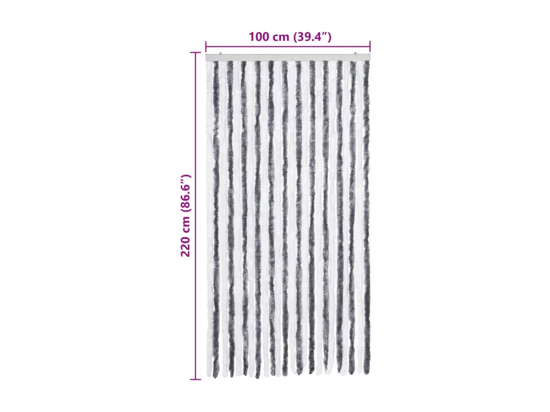 Moustiquaire Gris et blanc 100x220 cm Chenille