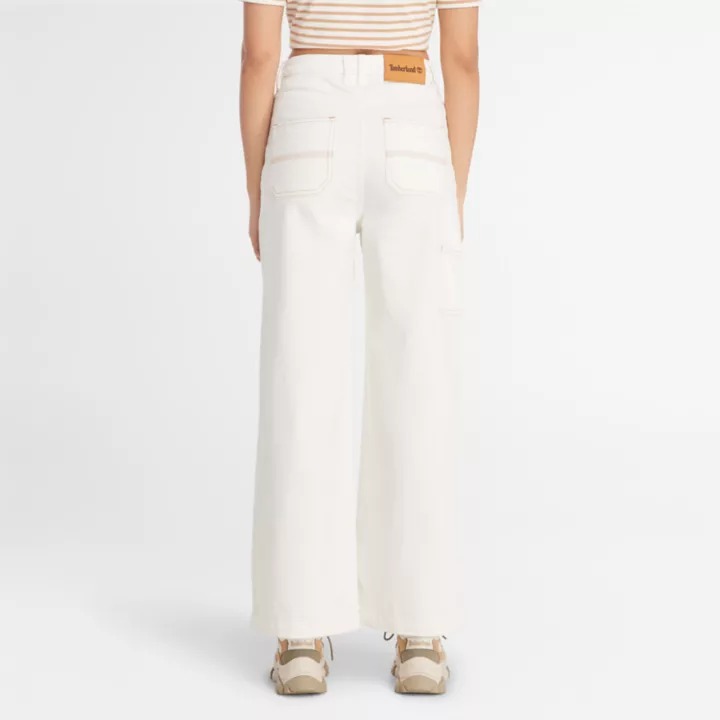 Pantalon charpentier avec technologie Refibra pour femme en blanc