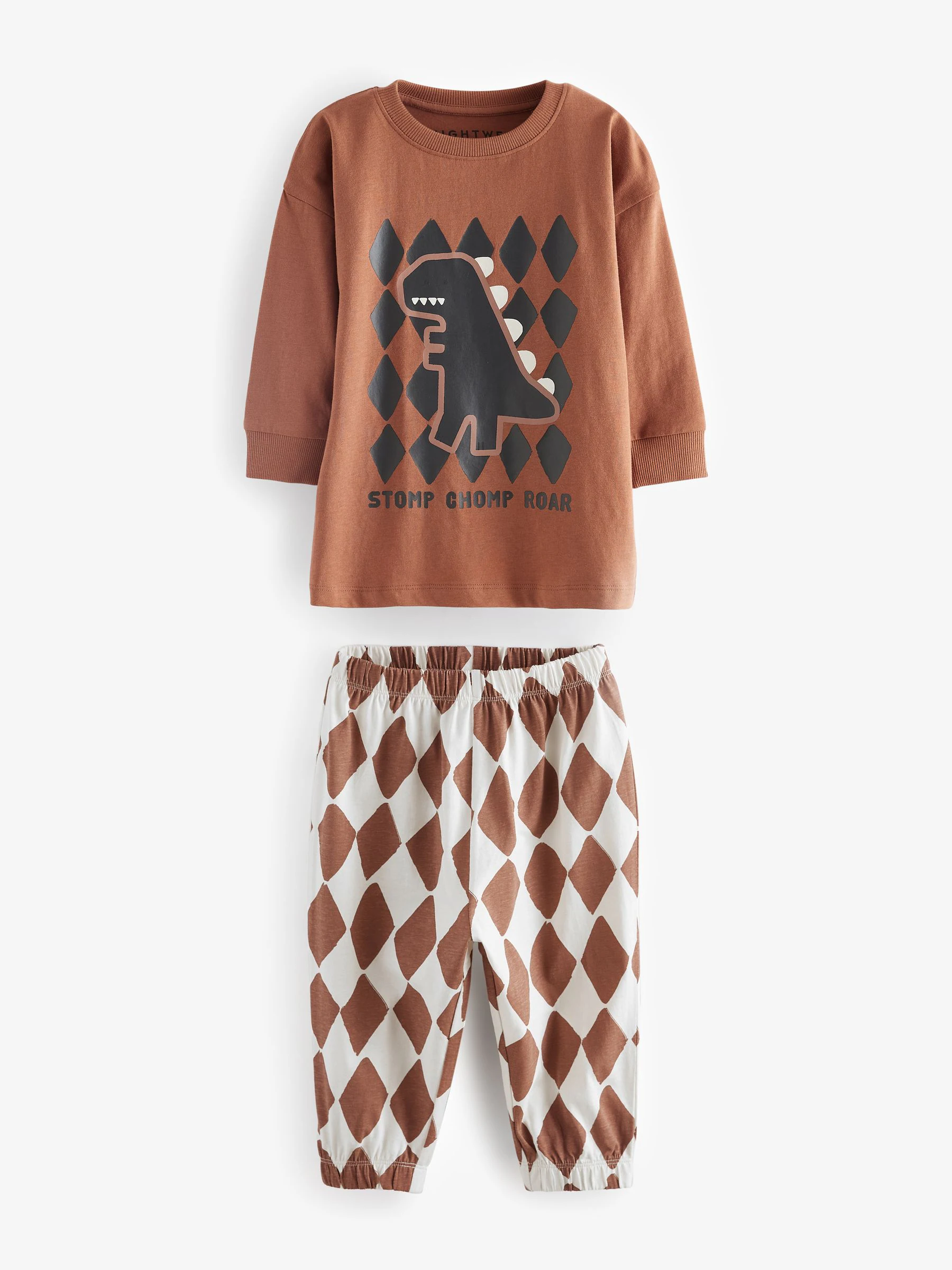 Groen/Zwart/Roestbruin met ruitpatroon - Verpakking van 3 oversized pyjama's 3 (9mnd -10jr)