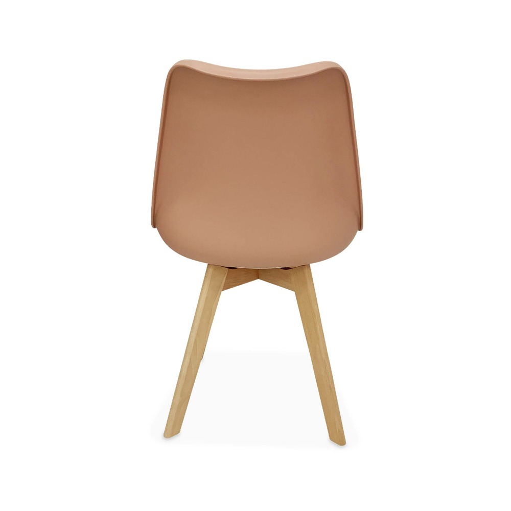 Lot de 4 chaises scandinaves. Pieds bois de hêtre. Chaises 1 place. Vieux rose