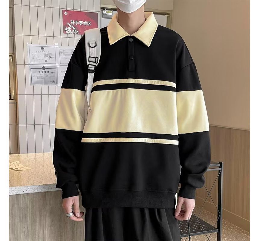 Acrius - Tweekleurig polosweatshirt
