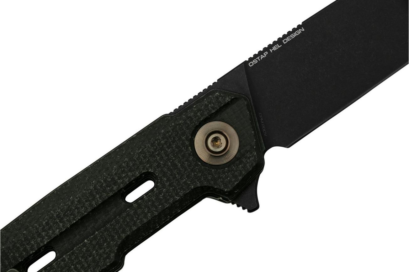 WE Knife Navo Black Canvas Micarta, Blackwashed CPM 20CV WE22026-1 zakmes, Ostap Hel design