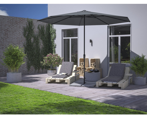 Soluna zweefparasol, Ø 350 cm, polyester (PES), donkergrijs