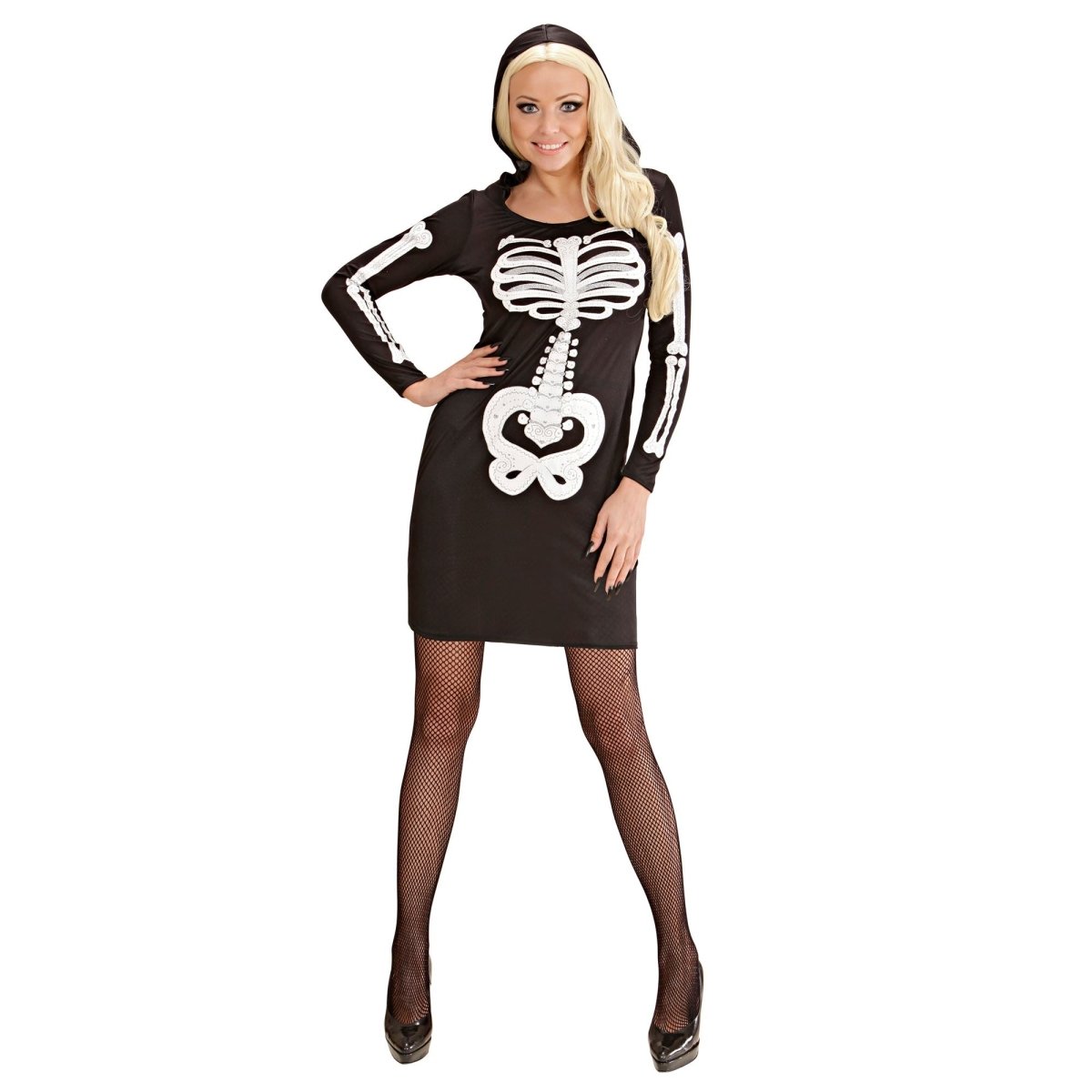 Halloween Jurk Zwart Wit Skelet