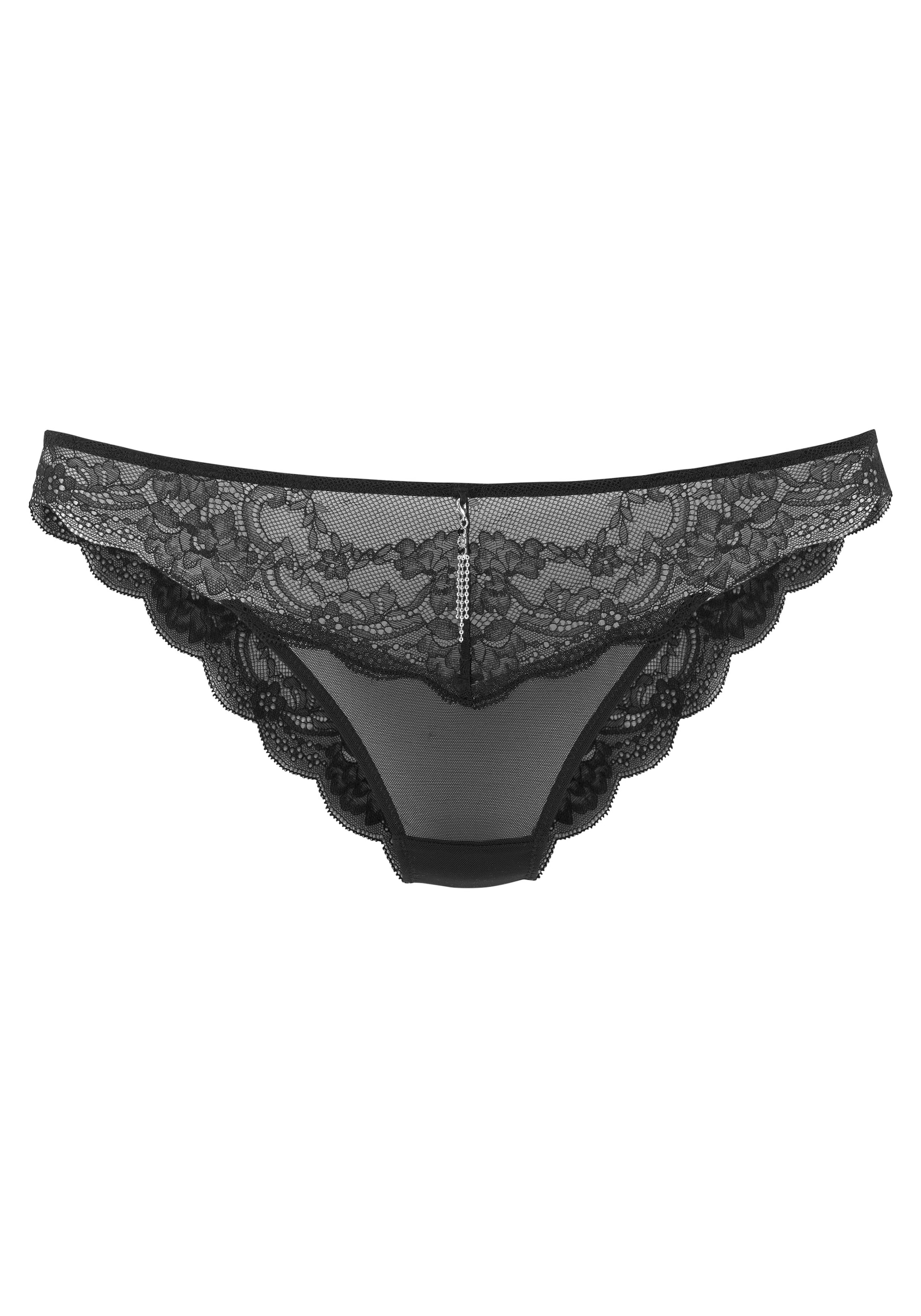 LASCANA Tanga , aus dezent transparenter Spitze mit Strasselement