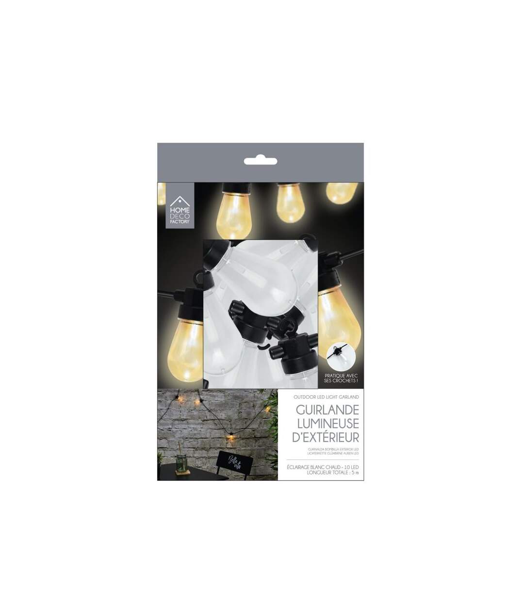 Paris Prix - Guirlande Lumineuse Extérieur ampoule Transparente 5m Noir