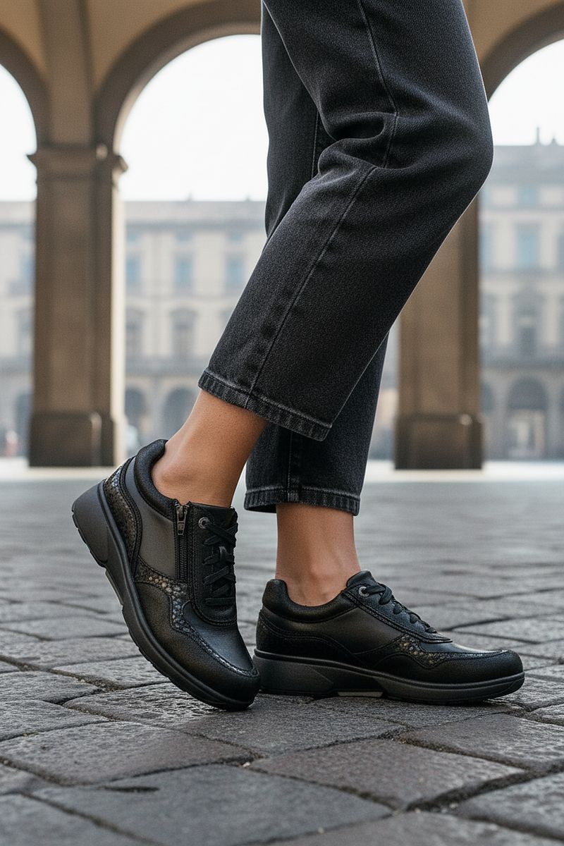 Xsensible Lima Stretchwalker HX Veterschoenen Zwart Dames