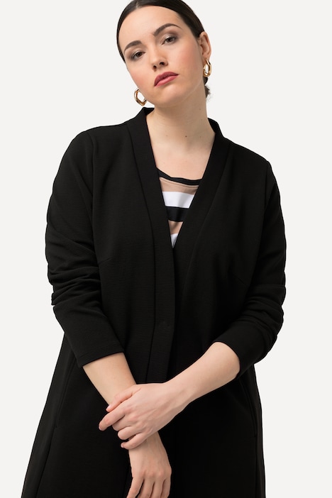 Jerseyjacke, V-Ausschnitt, Druckknopf, Langarm