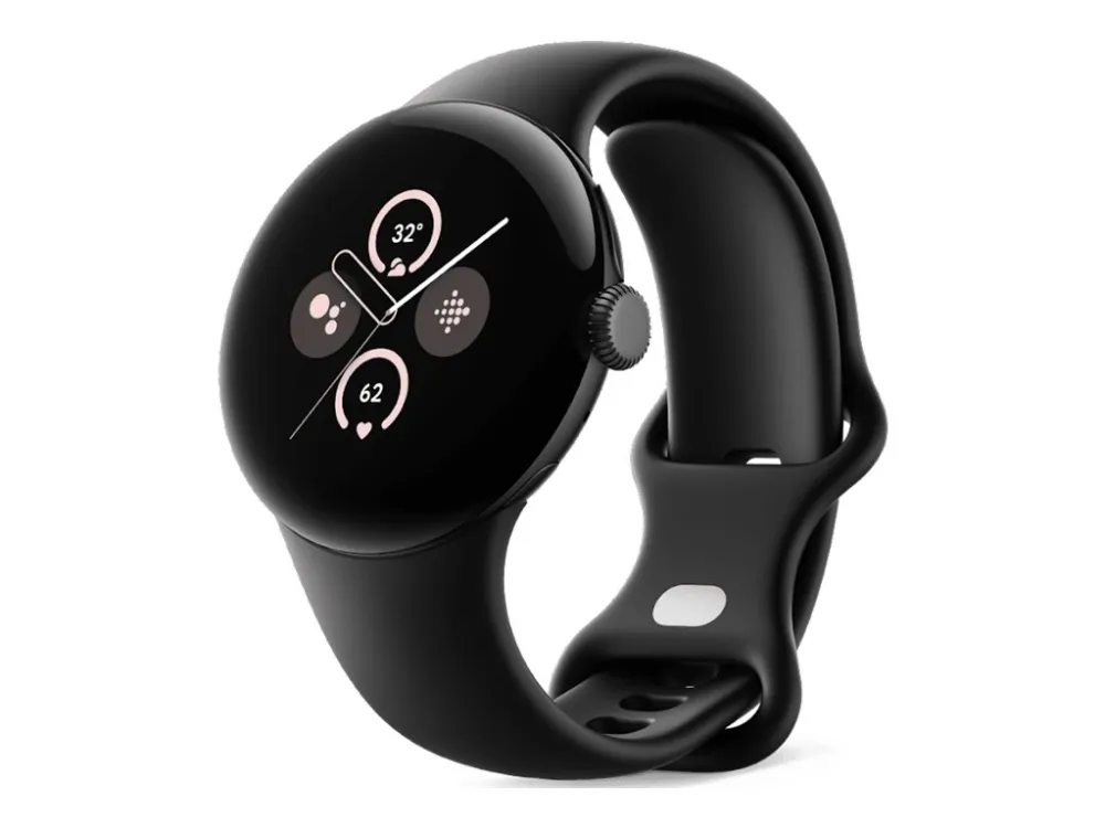 Google Pixel Watch 2 - Matsort aluminium - smart ur med aktivt bånd - fluoroelastomer - obsidian - båndstørrelse: S/L - 32 GB - Bluetooth, Wi-Fi, NFC, LTE - 4G - 31 g