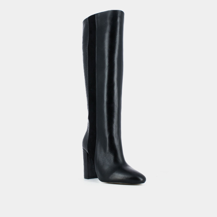 Bottes à talons  en cuir et velours noir