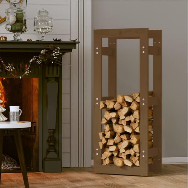 vidaXL Vedstativ honningbrun 41x25x100 cm heltre furu