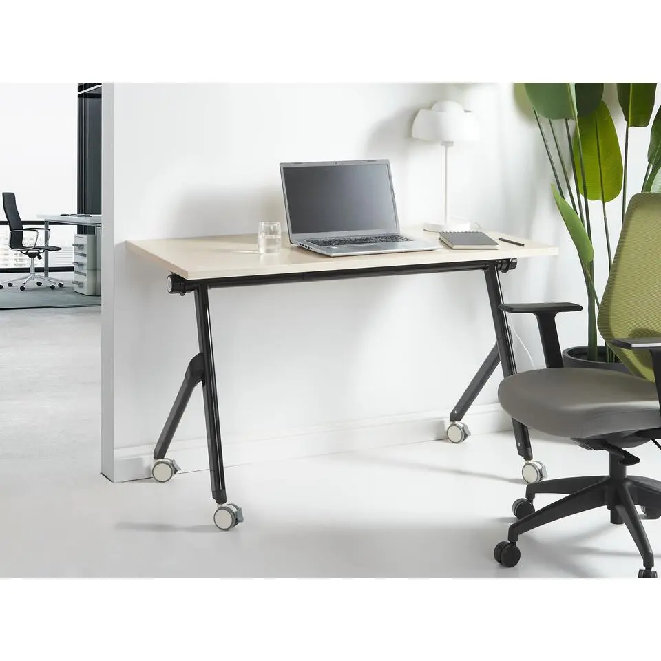 BENDI - Bureau verstelbaar - Lichtbruin/Zwart - 120 x 60 cm - Metaal