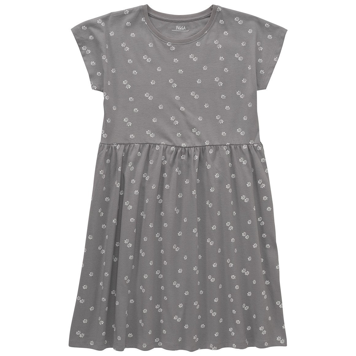 Yigga Mädchen Kleid mit Blumen-Allover grau