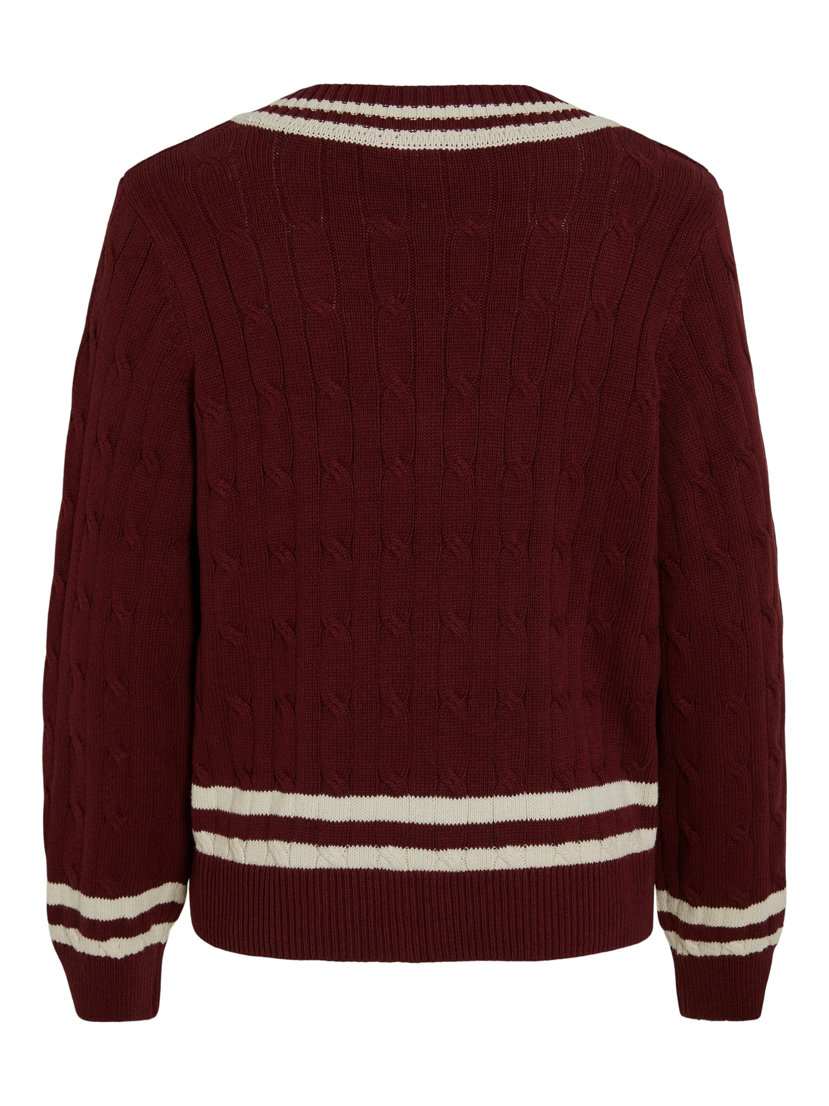 Vila  Visena L/S V-Neck striktrøje - Cabernet