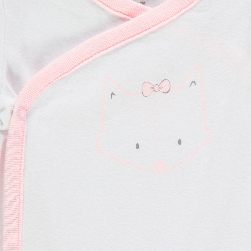 Lot de 2 bodies manches longues en coton bio imprimés chats - Blanc