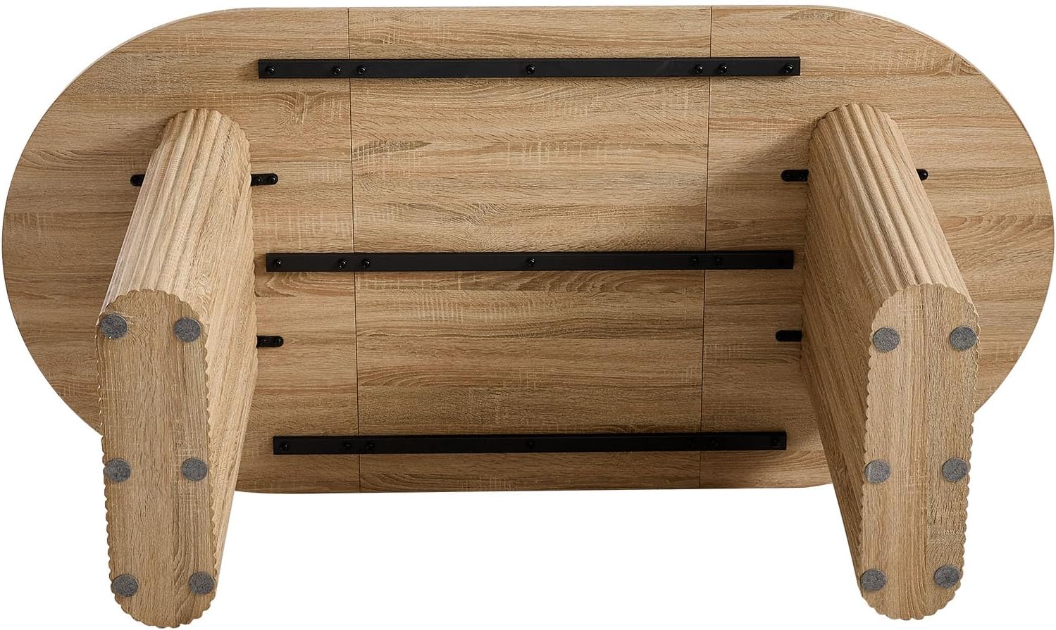 180 cm Ovale Esstisch für 6-8 Personen – Moderner Farmhouse-Tisch mit Holzmaserung-Oberfläche & Stabilen Elliptischen Tischbeinen für Küche, Esszimmer, Konferenzraum (Natürlich)