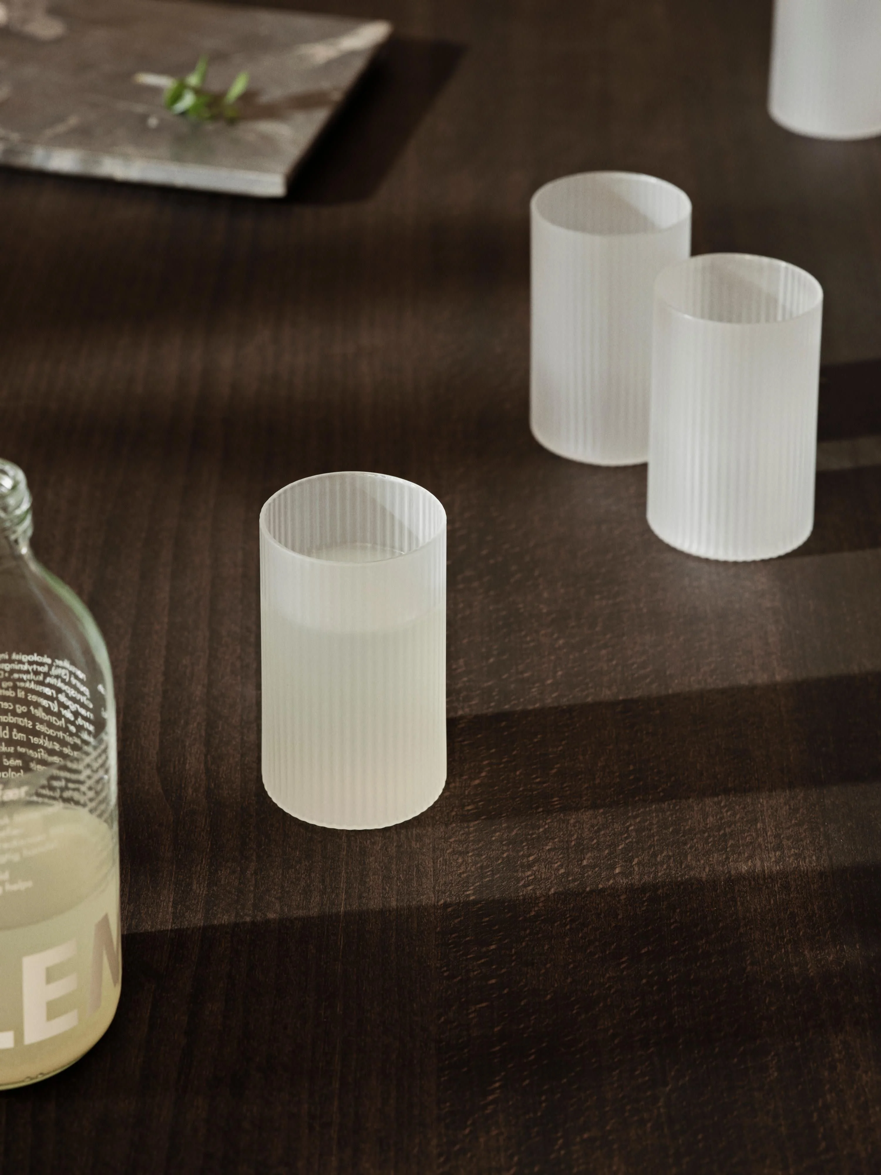 Mondgeblazen kleine longdrinkglazen Ripple met groefreliëf, 4-delig