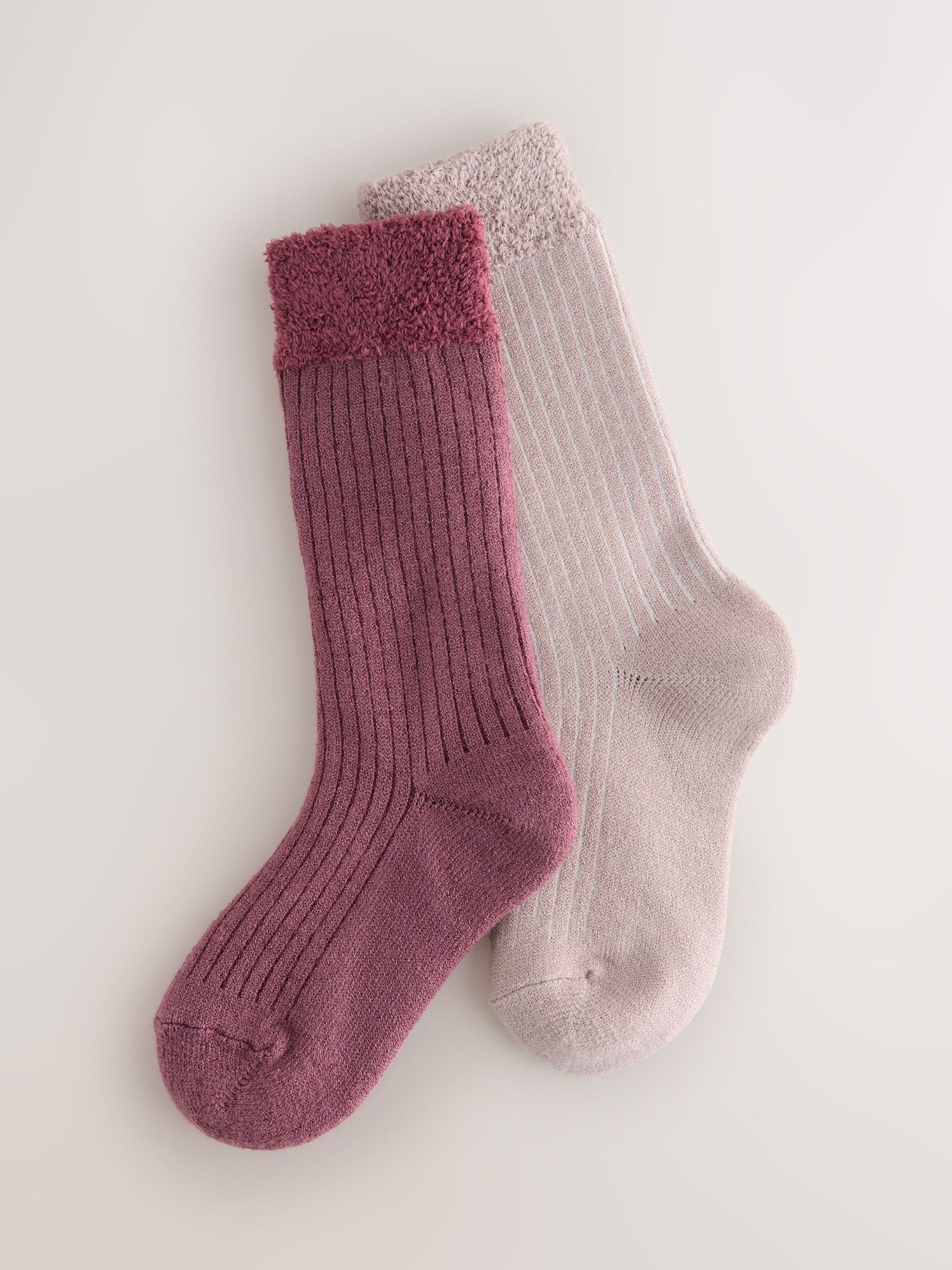 Berry Red and Pink - Rib Welly Socks 2 Pack