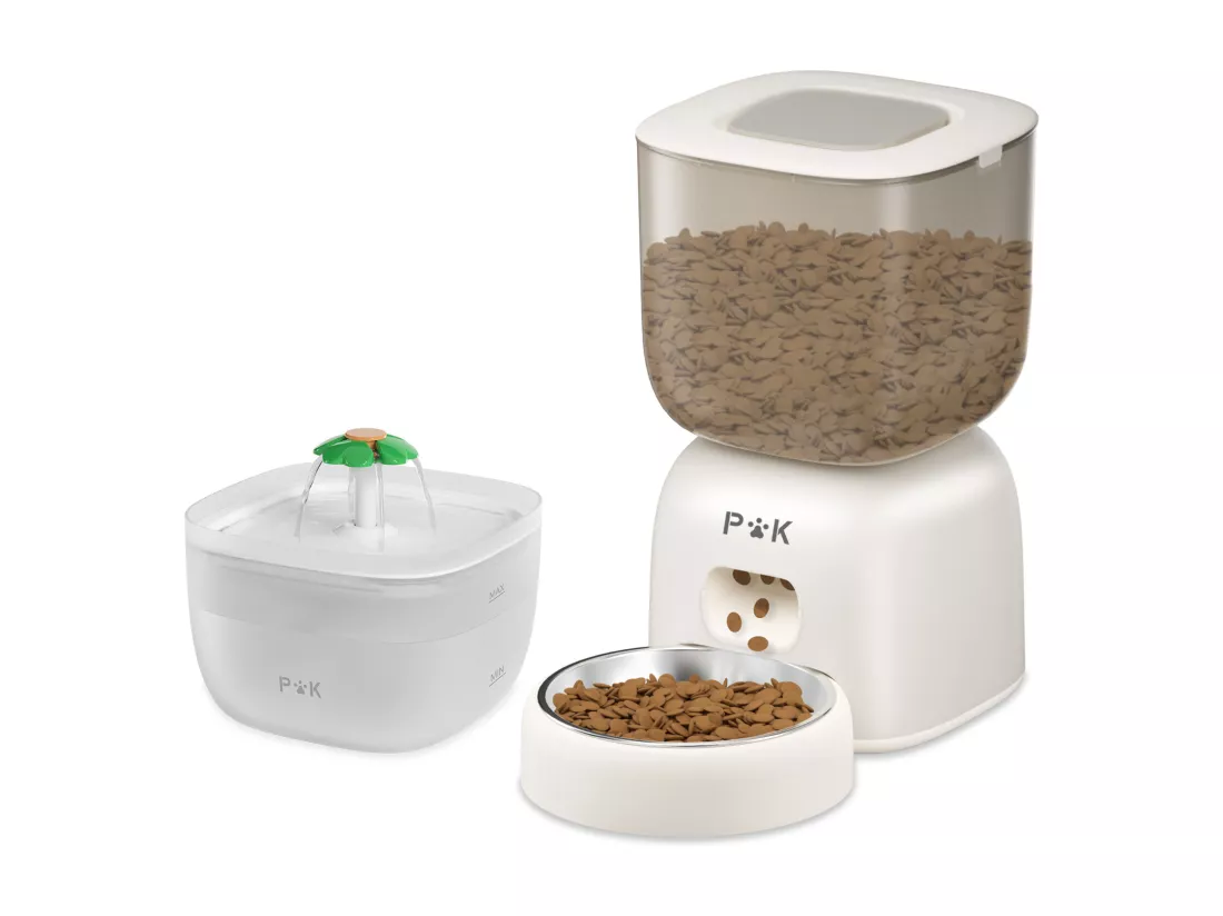 3L Distributeur Croquettes Automatique pour Chat et Chien + Distributeur d'eau - Mangeoire Automatique pour Chat et Chien, Peut Nourrir 4 Repas par Jo