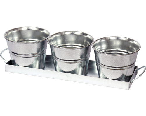 Zinken emmerset inclusief schaal Ø 12 cm zink