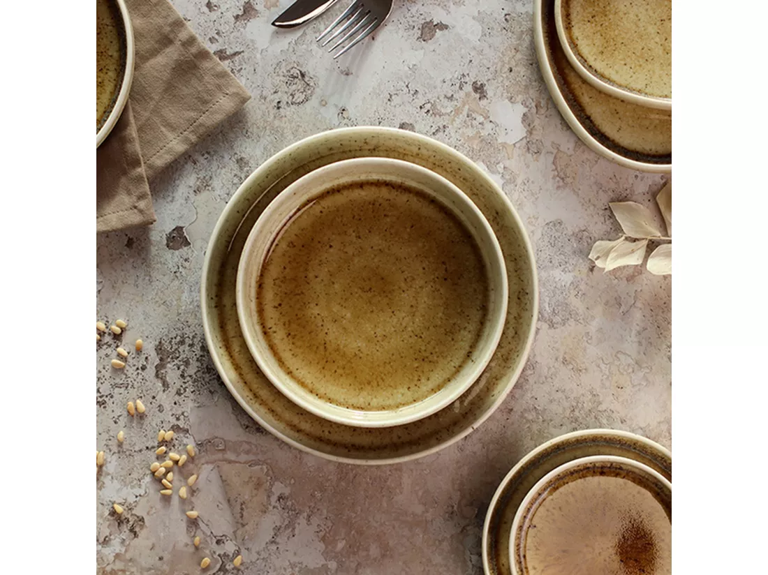 Ogo Living - Lot 6 Assiettes Coupes Stack 16cm En Porcelaine Marron