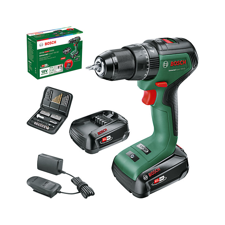 Perceuse visseuse à percussion sans fil Bosch Power for All UniversalImpact 18V - 2x2Ah + 51 accessoires