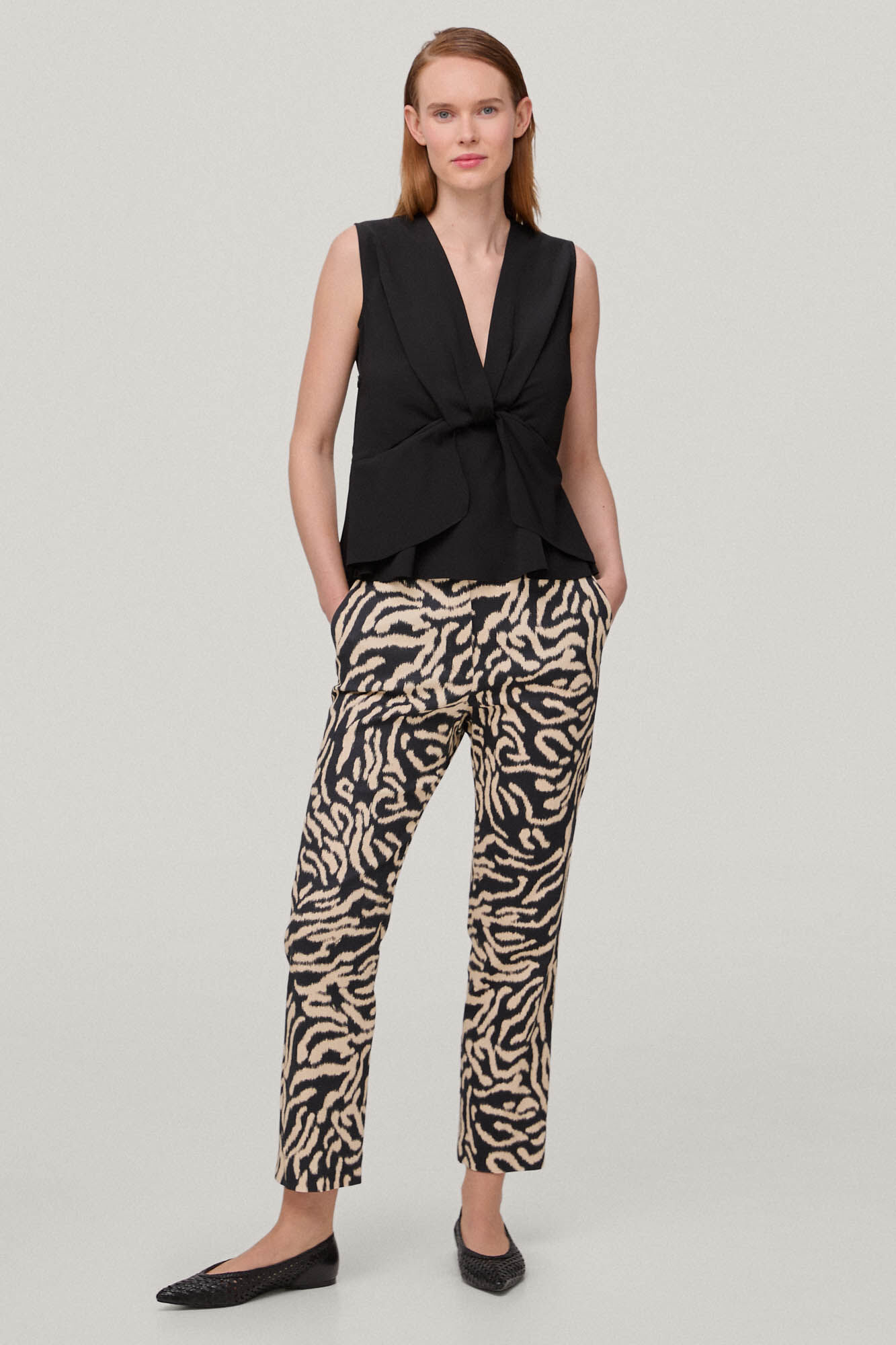 Calça reta estampada - Cinza