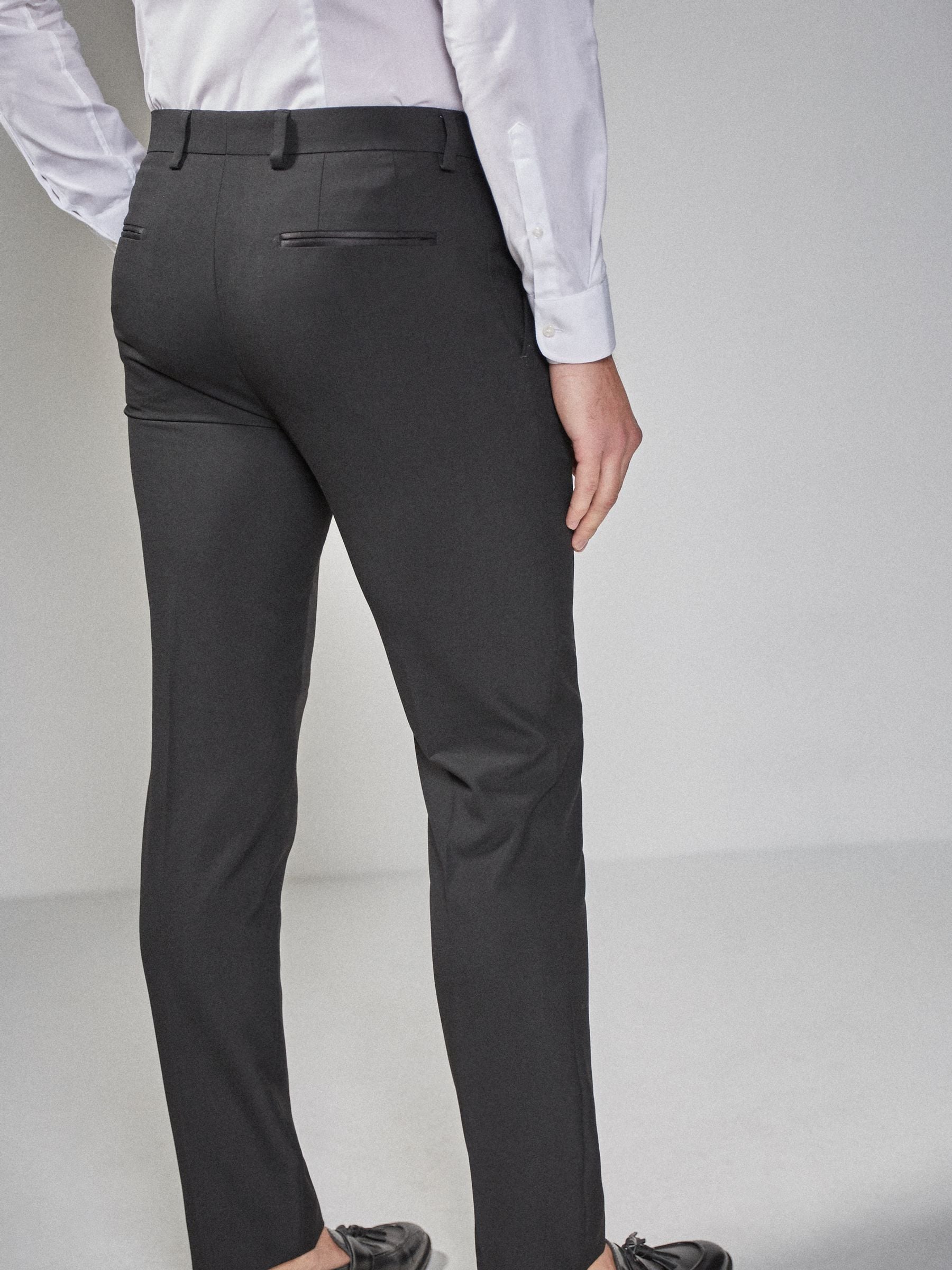 Zwart - Strakke Pasvorm - Pantalon in smokingstijl