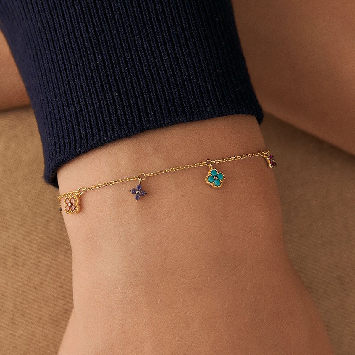Bracelet souple Agatha Beloved pampilles doré