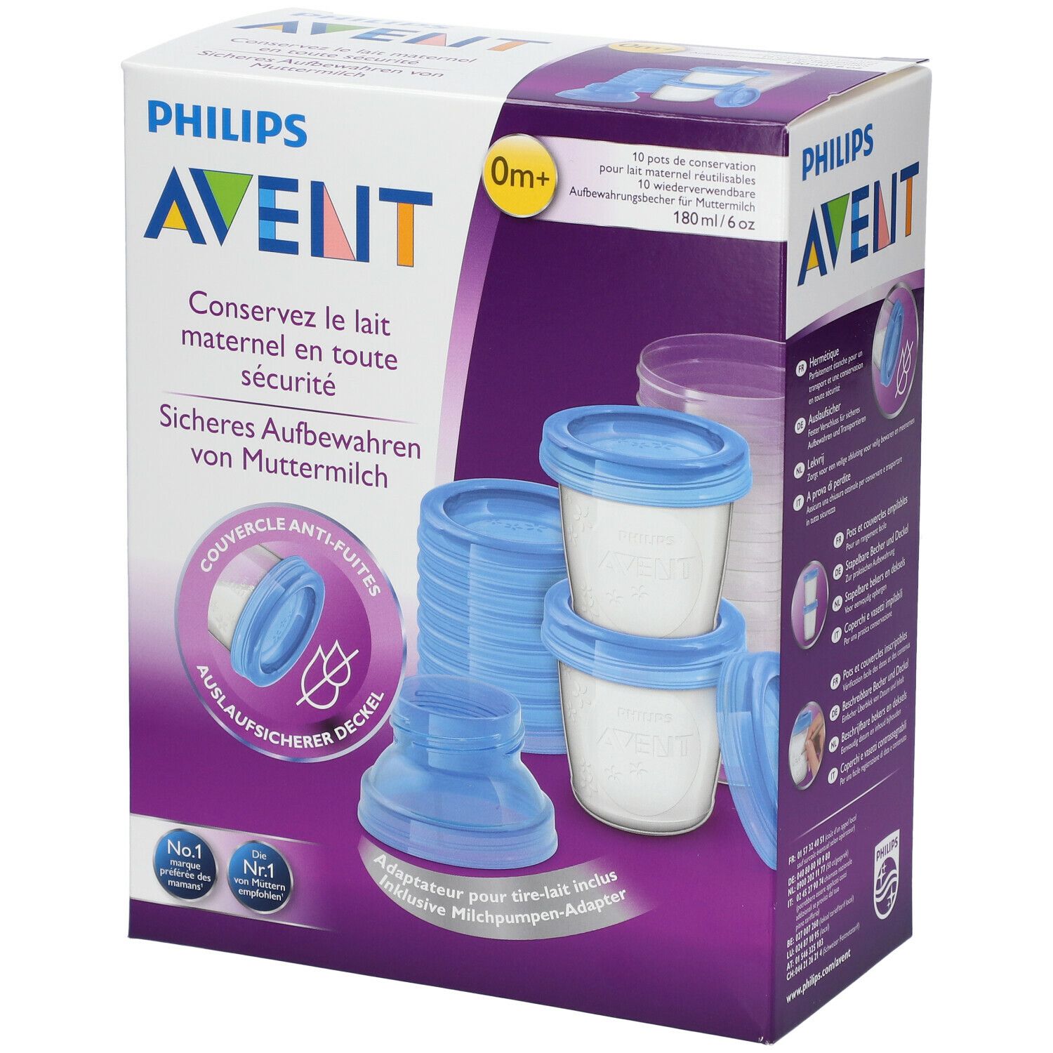 Philips Avent 10 Gläser zur Aufbewahrung von Muttermilch