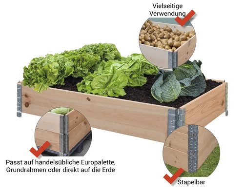 Modulair systeem voor verhoogde bedden, palletframe BUILDIFY Douglasspar 120 x 80 x 20 cm naturel