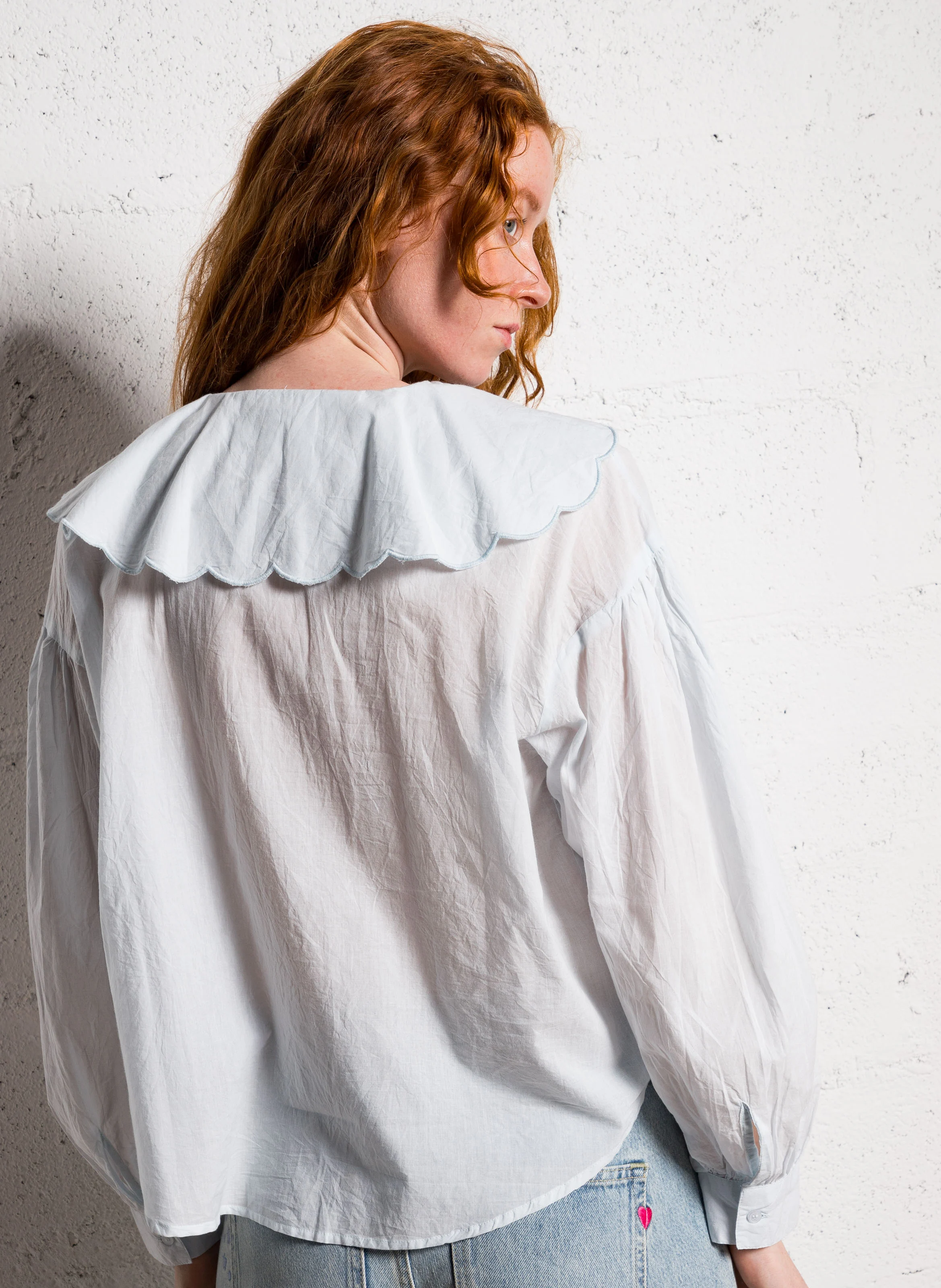 Chemise droite en coton | Bleu