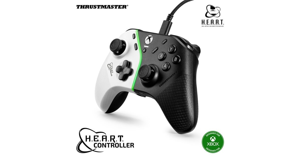 ThrustmasterHEART CONTROLLER Hall-effect gamepad met H.E.A.R.T.  (Zwart/wit, Anti-drifttechnologie voor Xbox Series X|S, PC)