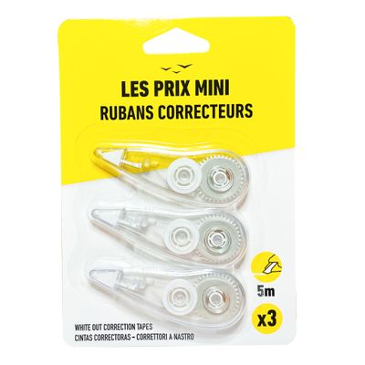 Les Prix Mini - Pack de 3 rubans correcteurs - 5 m