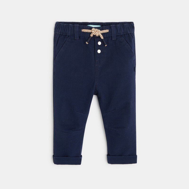 Pantalon regular coton fantaisie bleu bébé garçon Bleu