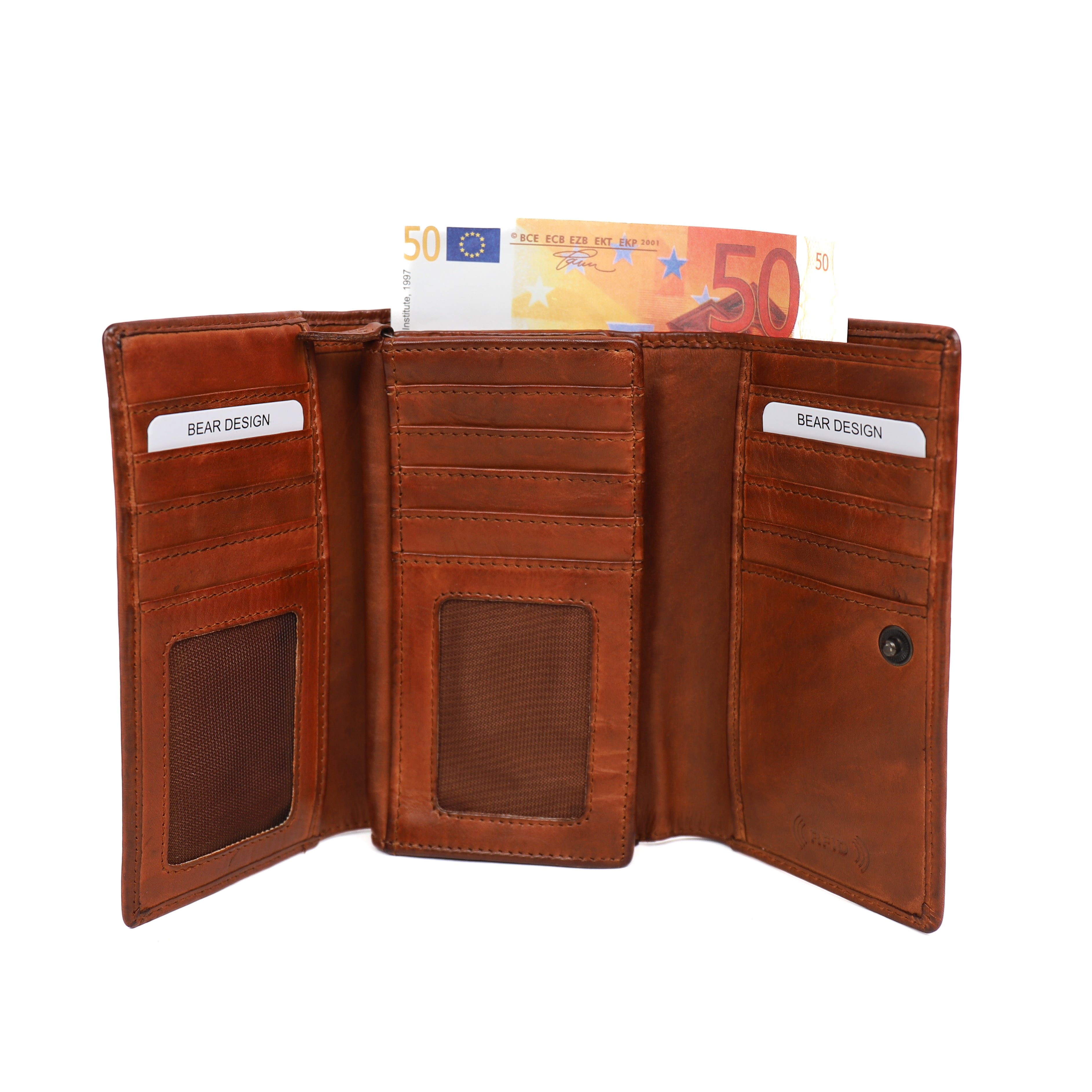 Overslag portemonnee 'Marit' cognac Cognac