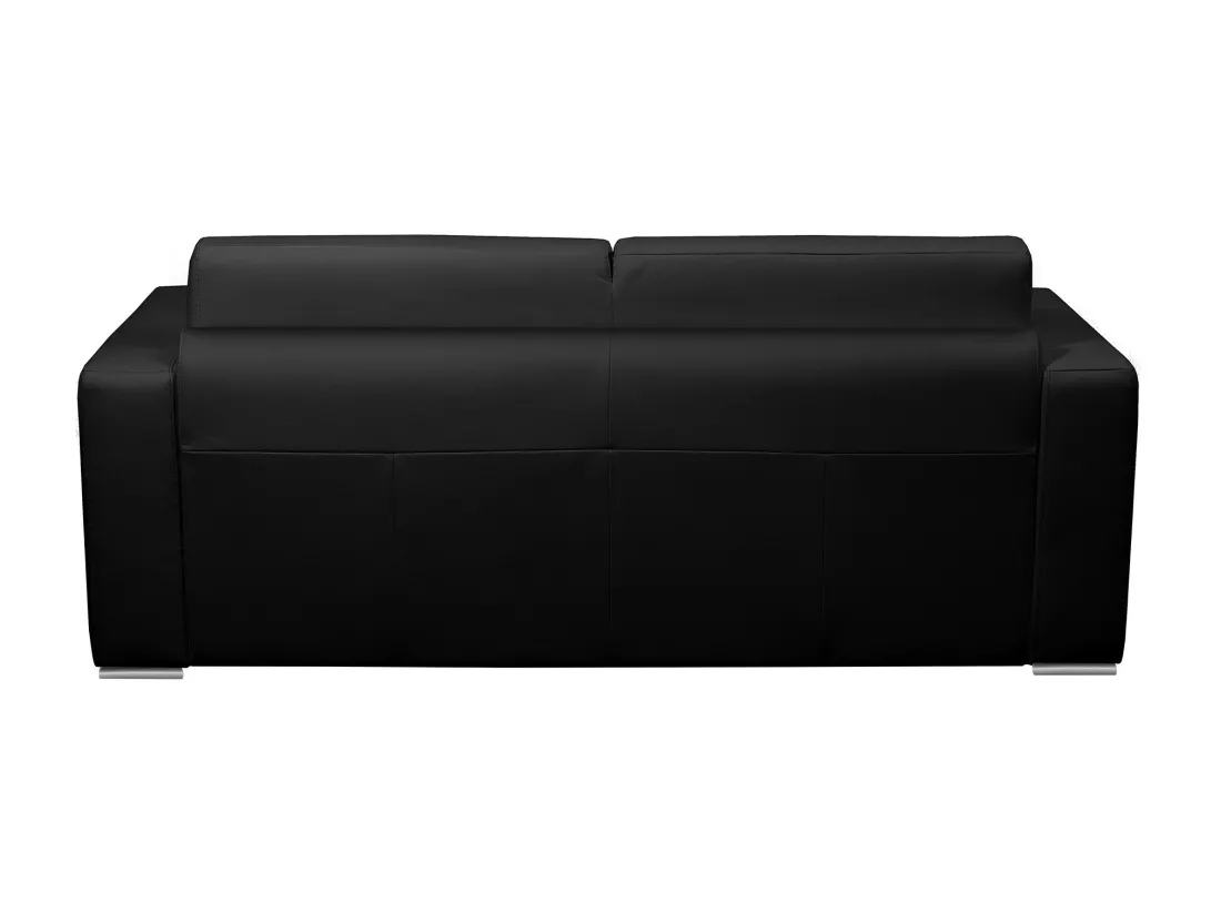 Canapé 3 places convertible express 100% cuir de buffle noir matelas 16 cm DELECTEA II