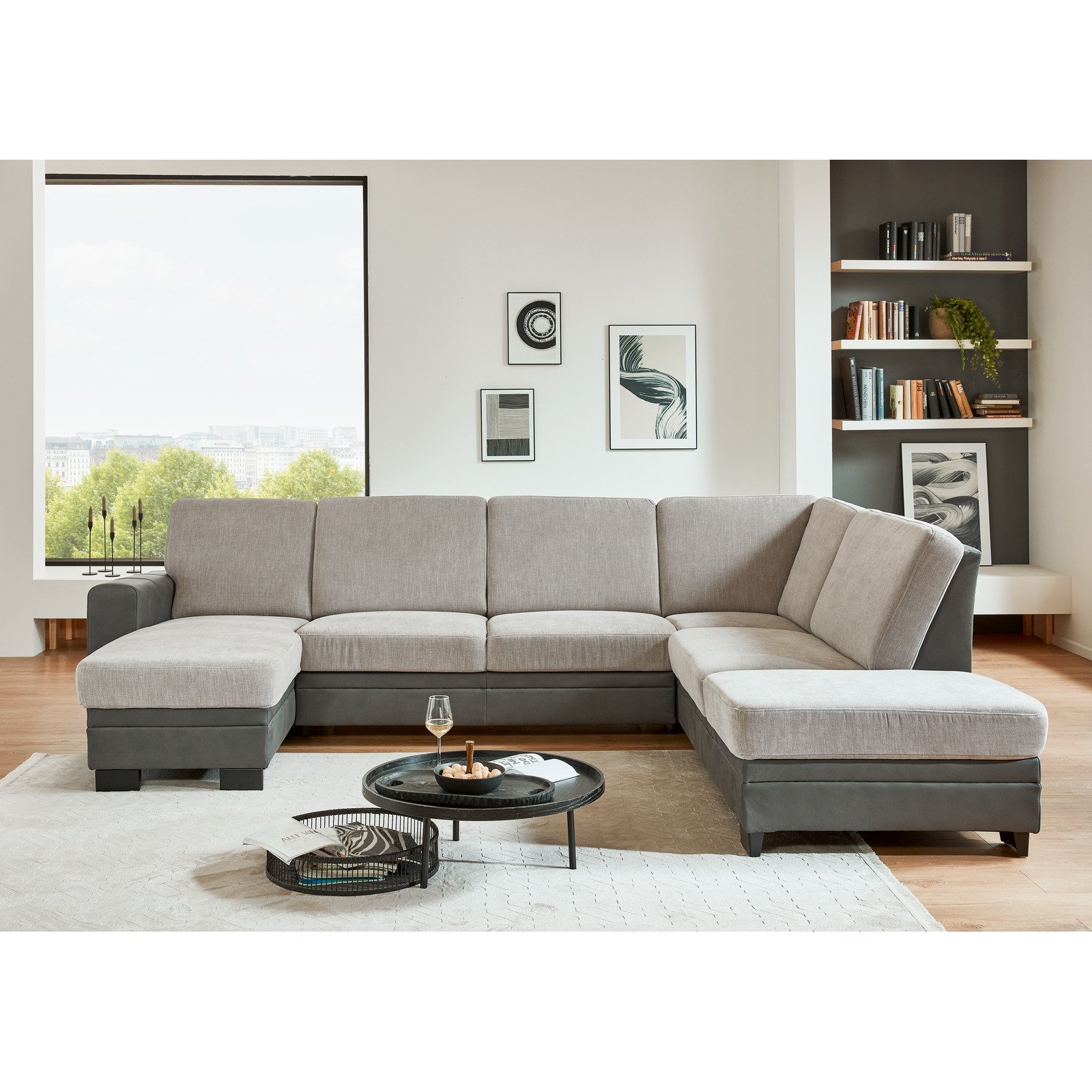 Wohnlandschaft Leipzig Stoff platin/anthrazit
