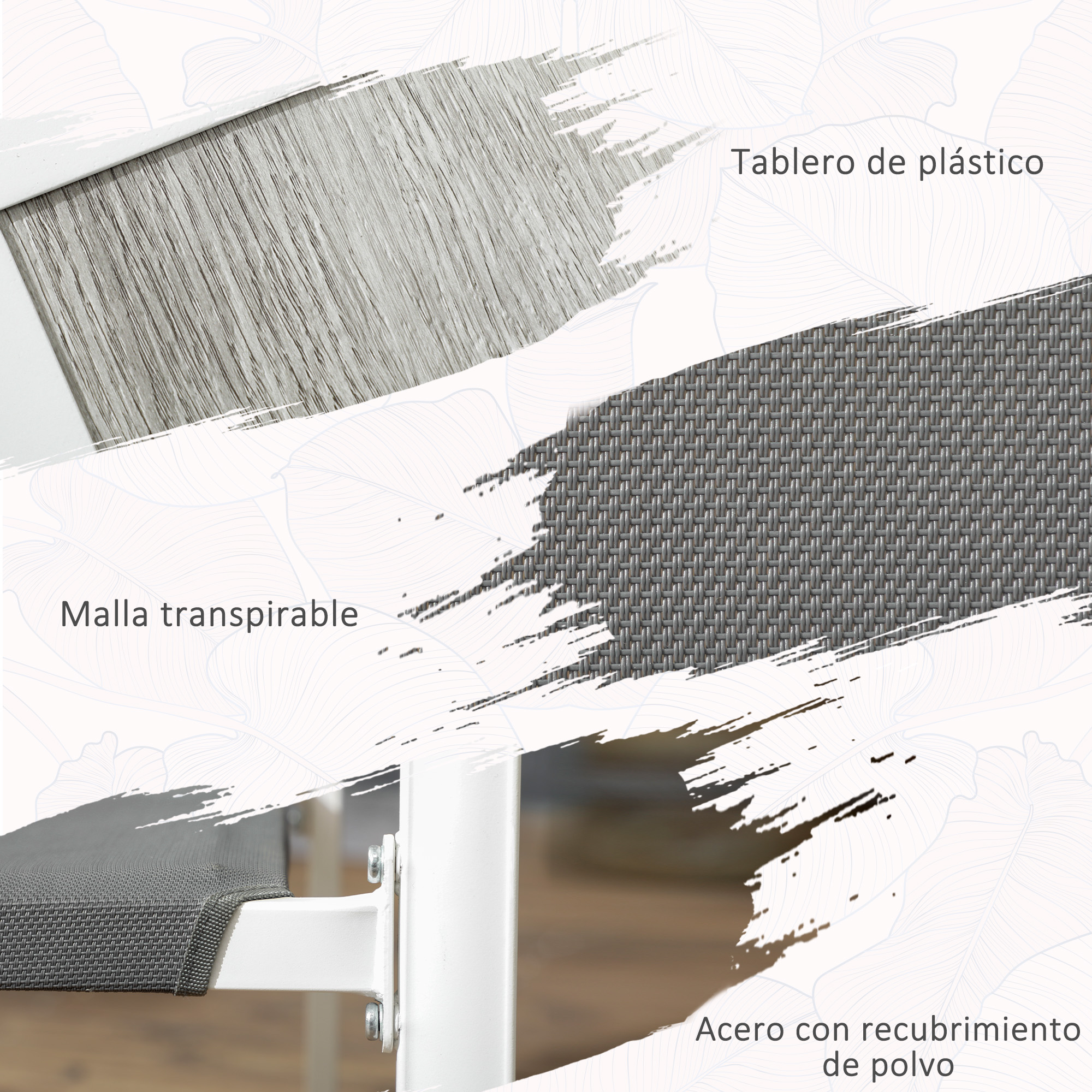 Conjunto de jantar para exterior Outsunny de 7 peças, conjunto de jantar para jardim com 1 mesa e 6 cadeiras empilháveis, estilo moderno para terraço e pátio, branco e cinza.
