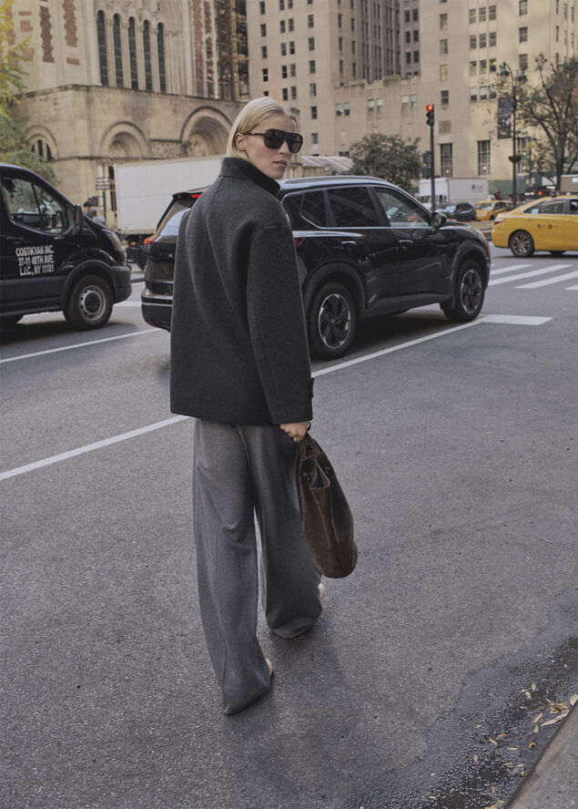 MANGO Turtleneck wool coat Medium grey