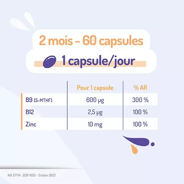 Gynefam Supra Pré-concepcional, caixa com 60 cápsulas para 2 meses.