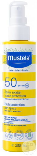 Mustela Bébé-Enfant Spray Solaire Haute Protection IP50 Peau Sensible Intolérante Au Soleil 200ml