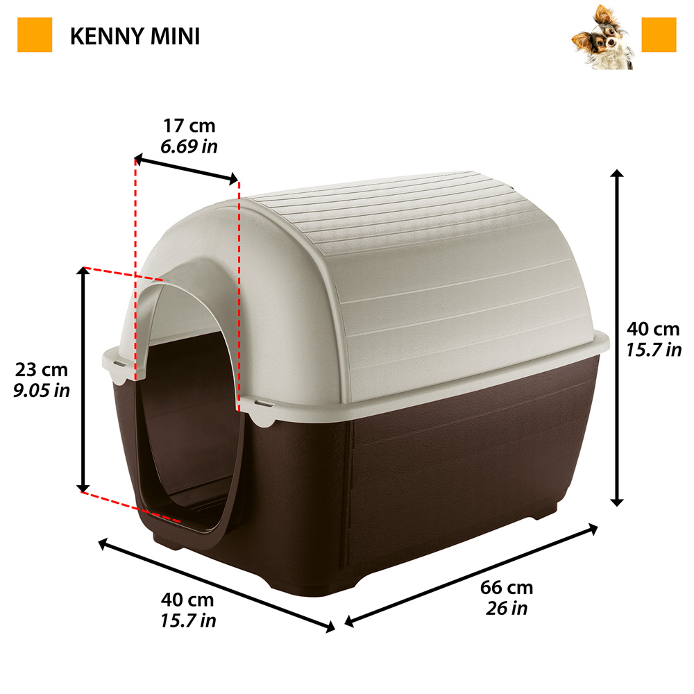 Ferplast niche d'extérieur pour chiens kenny mini, habitat pour chiens en résine thermo-plastique, résistant aux chocs et rayons